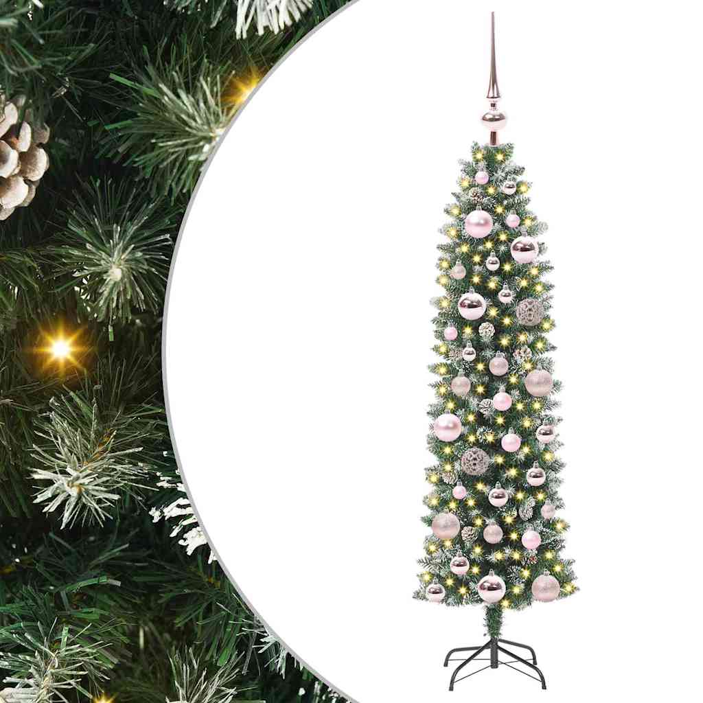 Kunstigt slankt juletræ Grøn og Hvid 120 cm