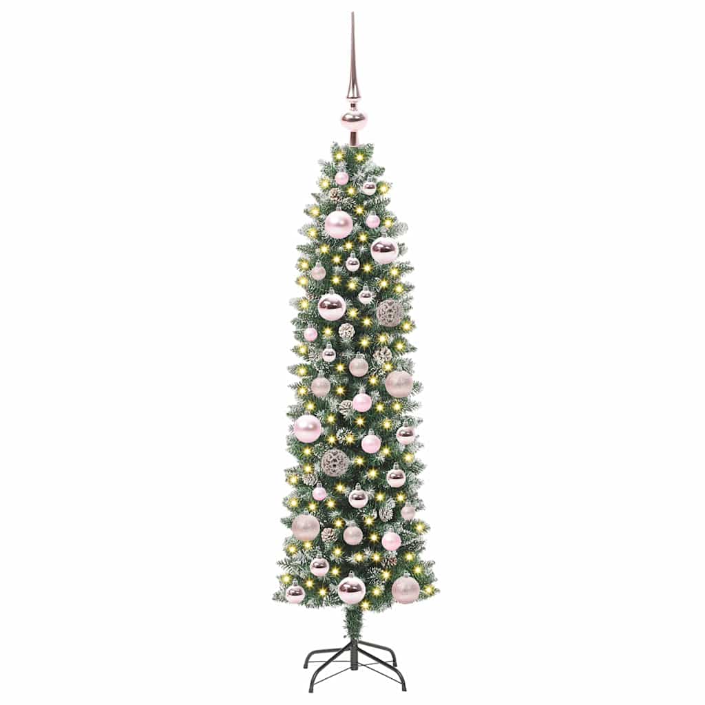 Kunstigt slankt juletræ Grøn og Hvid 120 cm