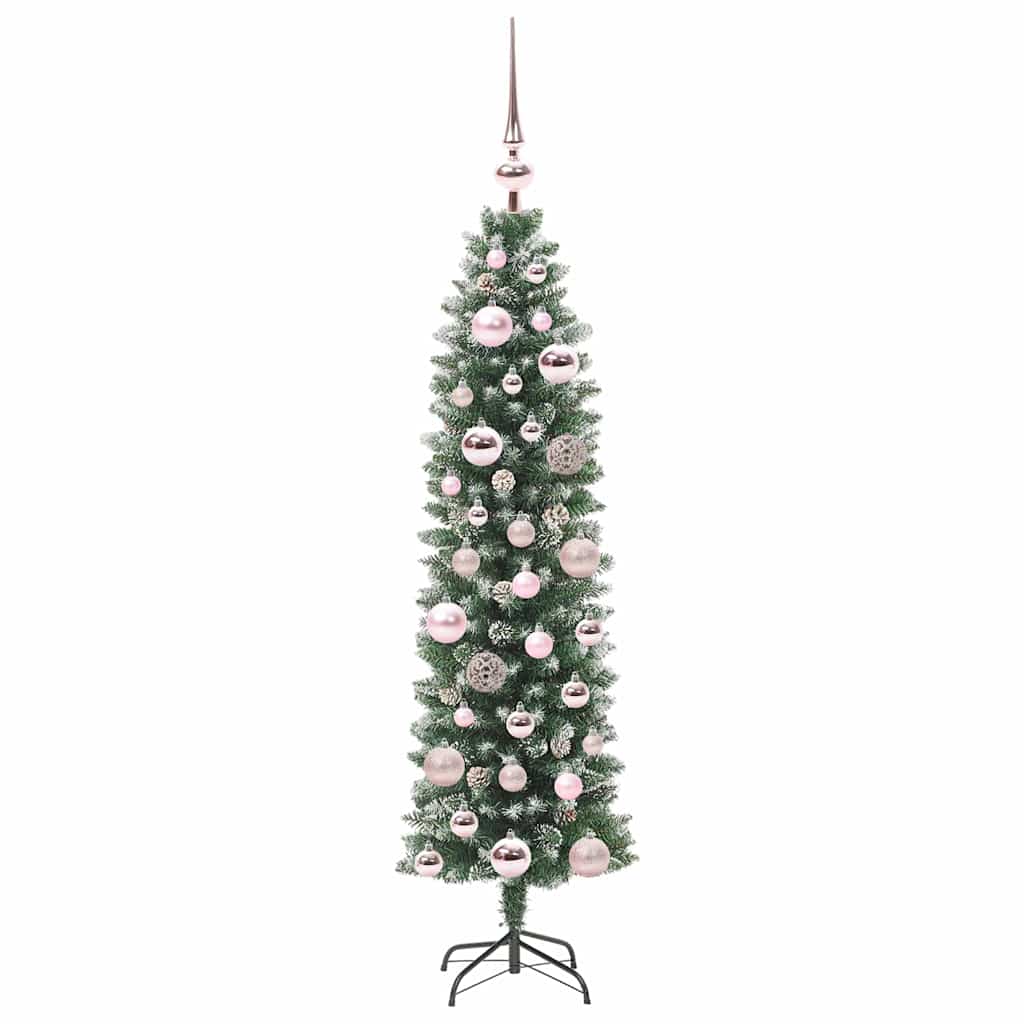Kunstigt slankt juletræ Grøn og Hvid 120 cm