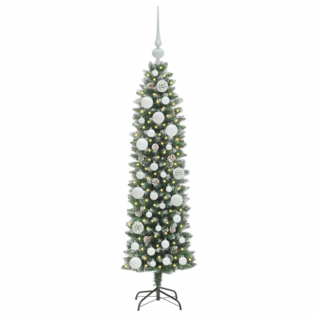 Kunstigt slankt juletræ Grøn og Hvid 120 cm