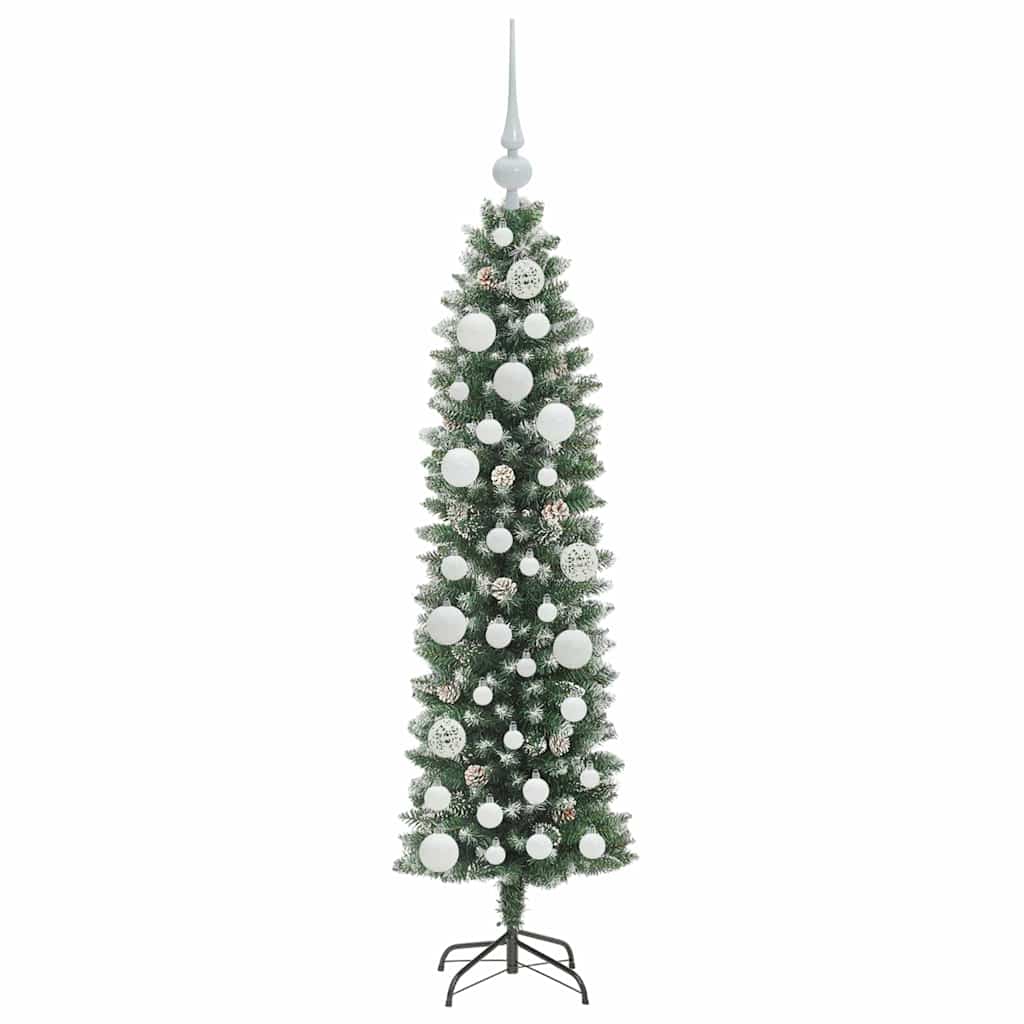 Kunstigt slankt juletræ Grøn og Hvid 120 cm