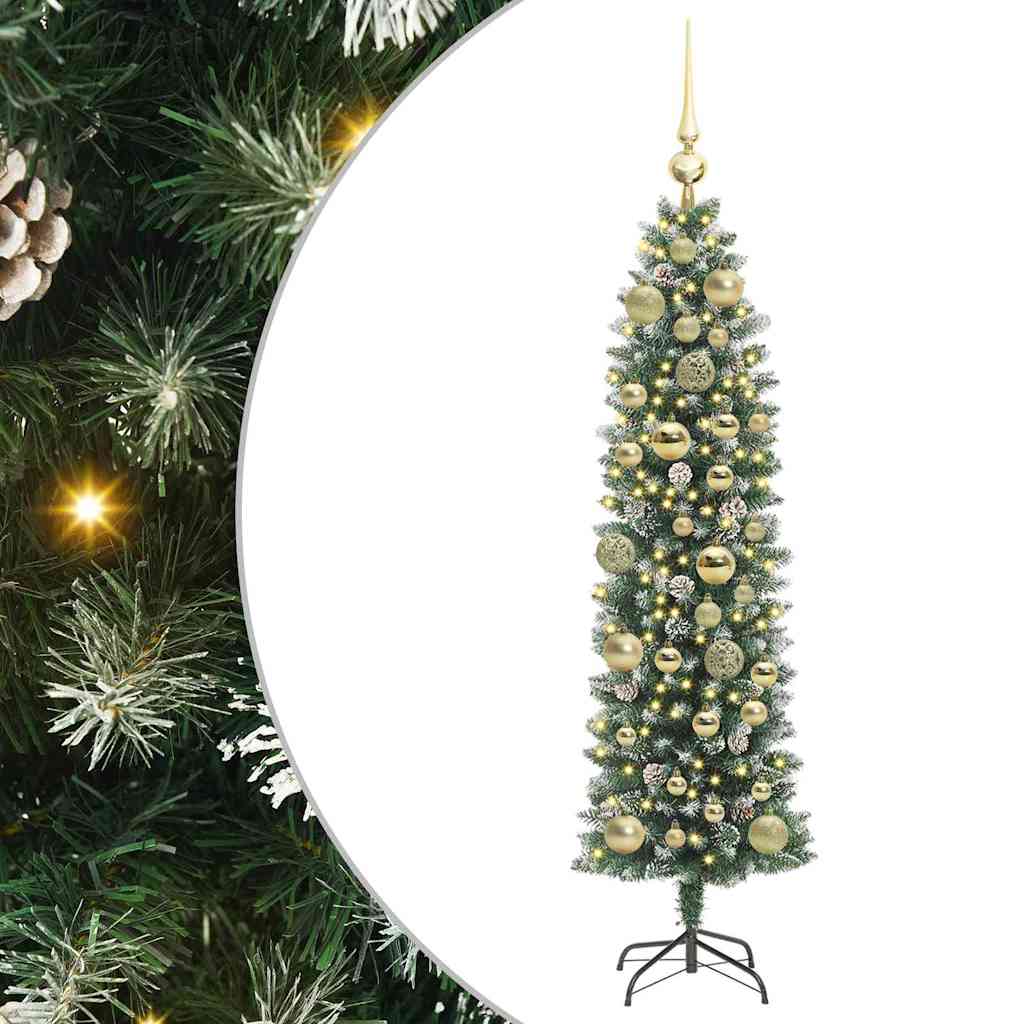 Kunstigt slankt juletræ Grøn og Hvid 120 cm