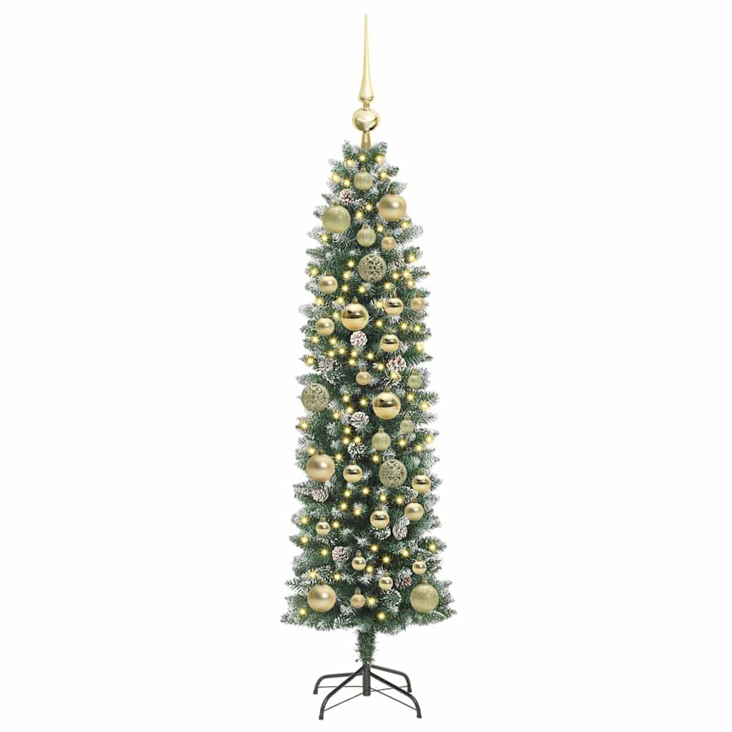 Kunstigt slankt juletræ Grøn og Hvid 120 cm