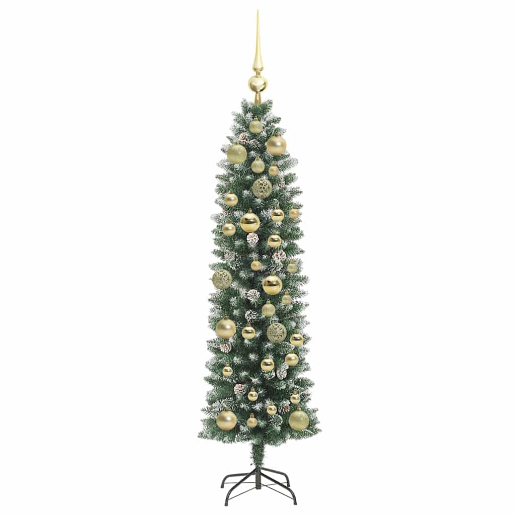Kunstigt slankt juletræ Grøn og Hvid 120 cm