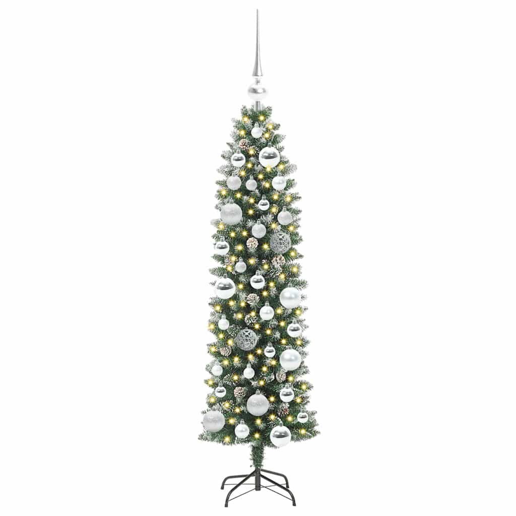 Kunstigt slankt juletræ Grøn og Hvid 120 cm
