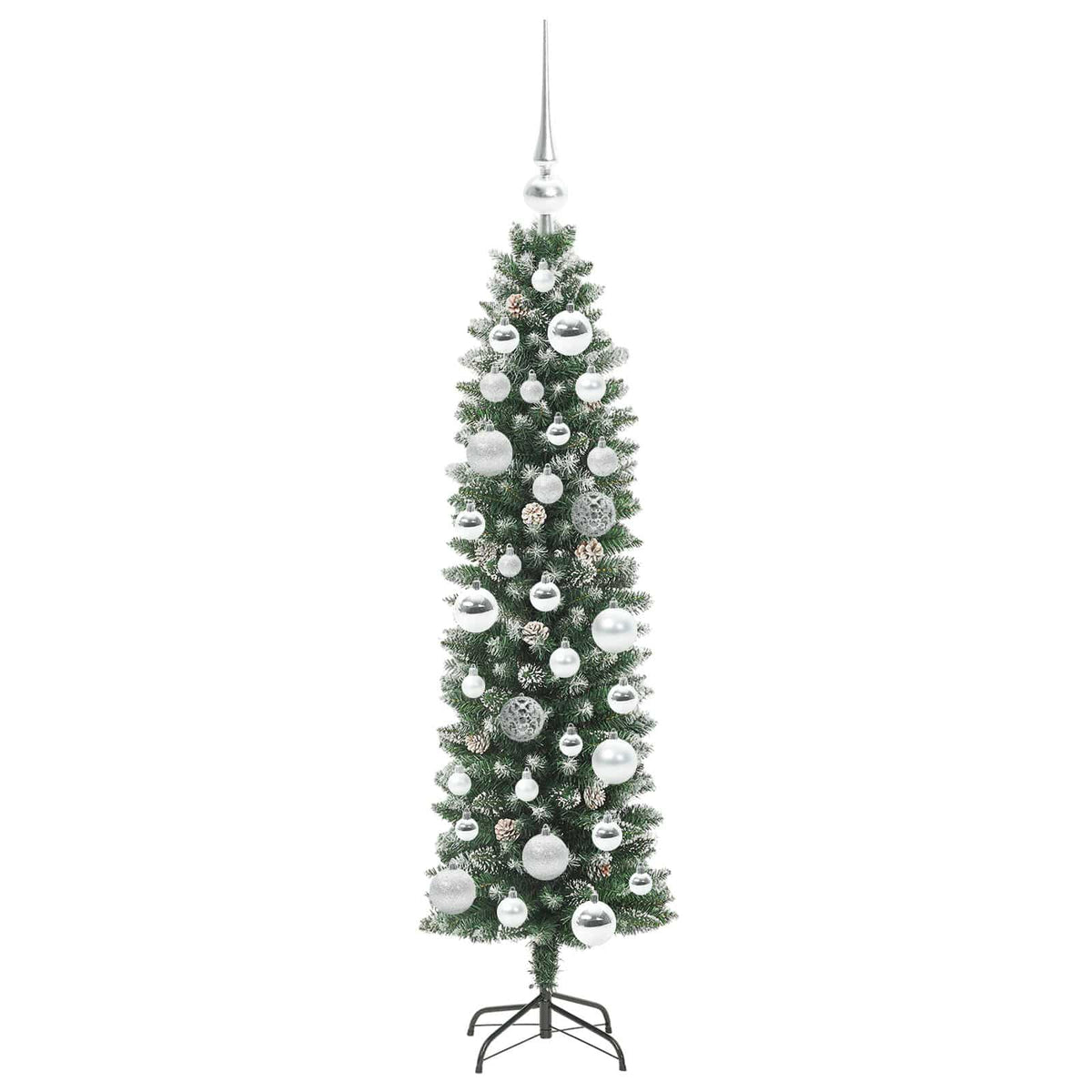 Kunstigt slankt juletræ Grøn og Hvid 120 cm
