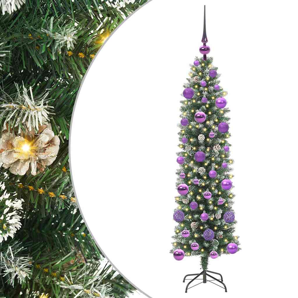 Kunstigt slankt juletræ Grøn og Hvid 120 cm