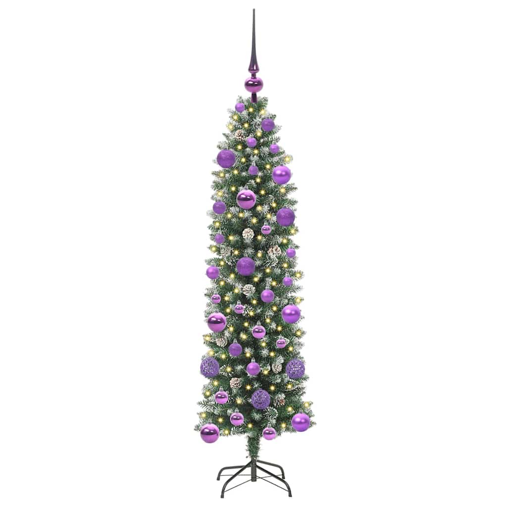 Kunstigt slankt juletræ Grøn og Hvid 120 cm