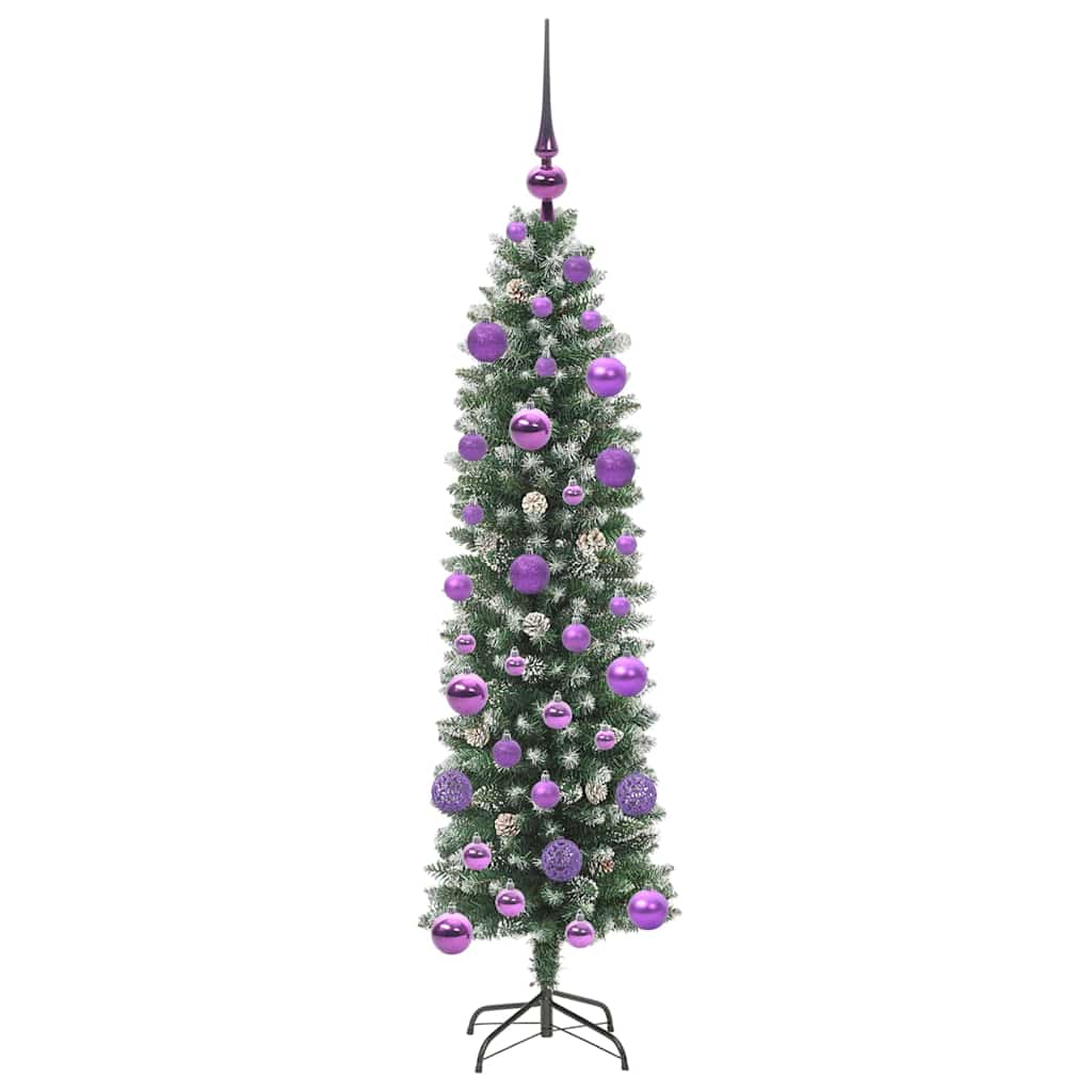 Kunstigt slankt juletræ Grøn og Hvid 120 cm