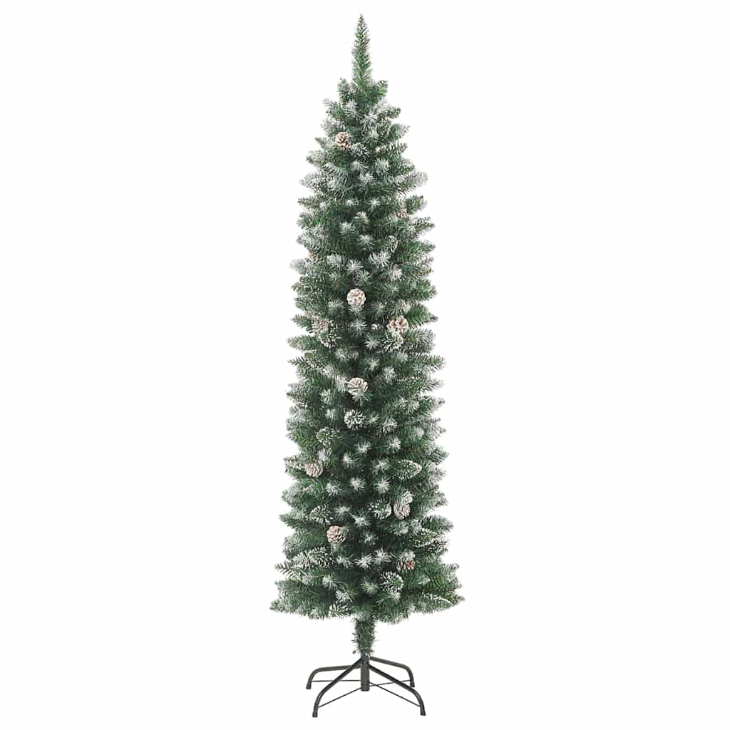 Kunstigt slankt juletræ Grøn og Hvid 120 cm