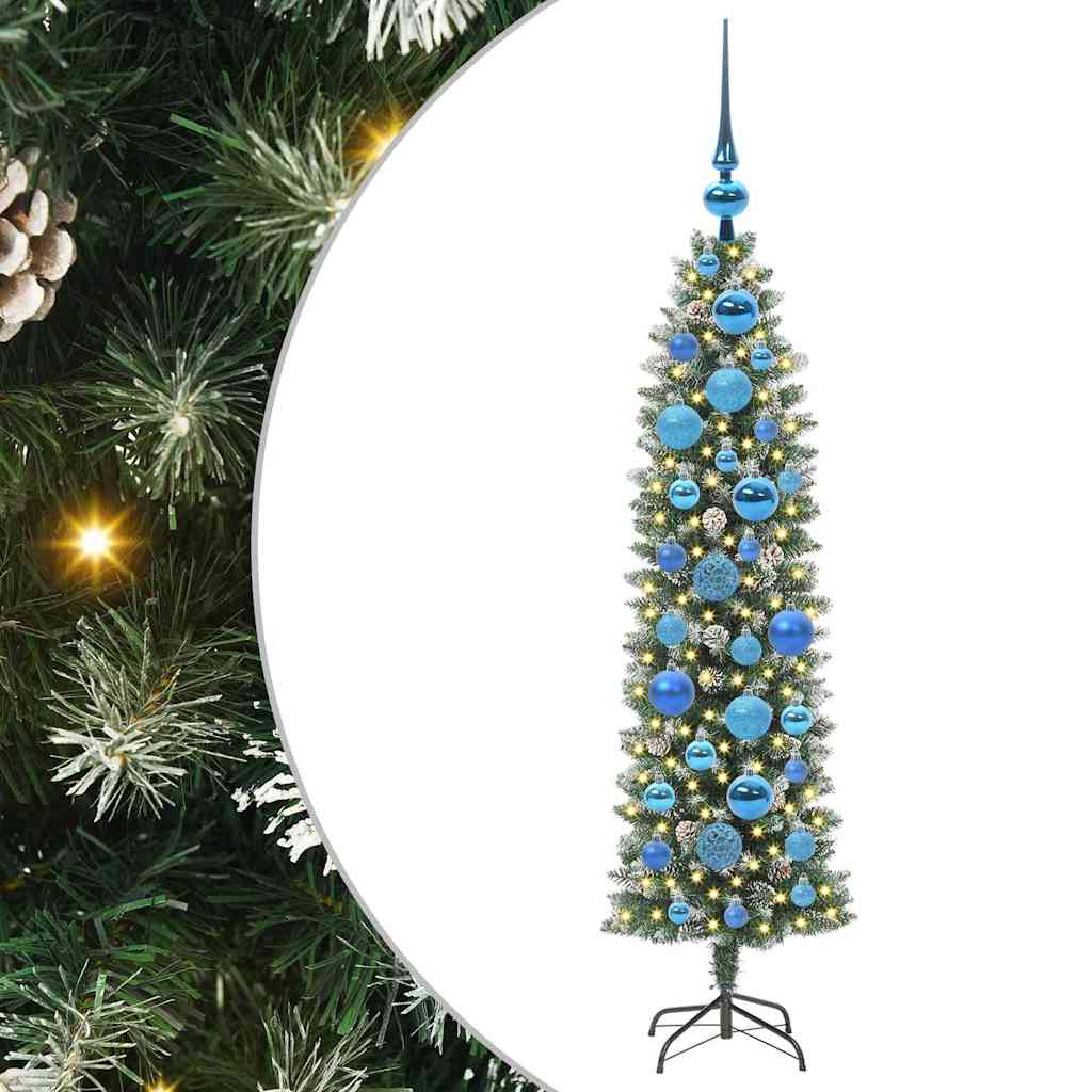 Kunstigt slankt juletræ Grøn og Hvid 120 cm