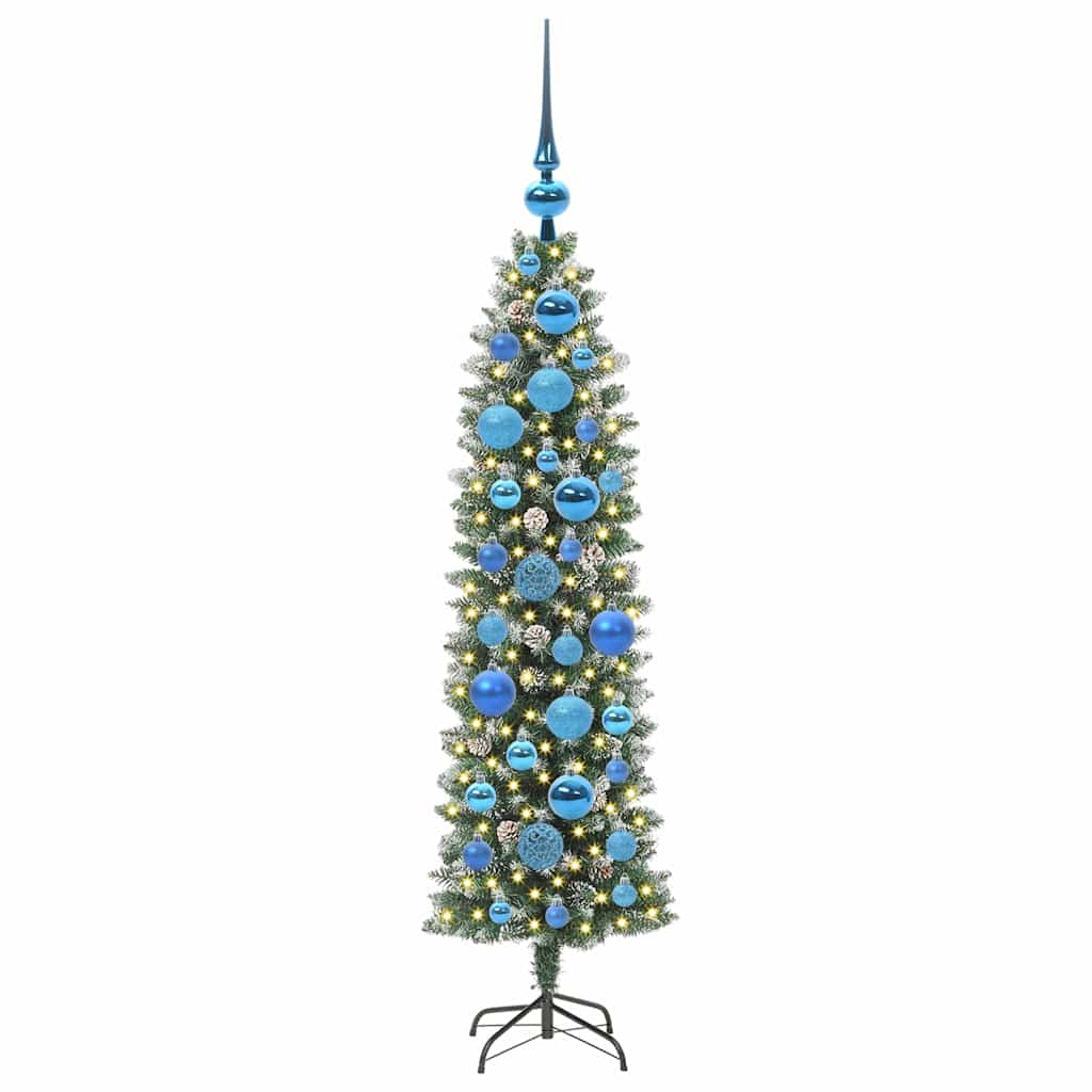 Kunstigt slankt juletræ Grøn og Hvid 120 cm