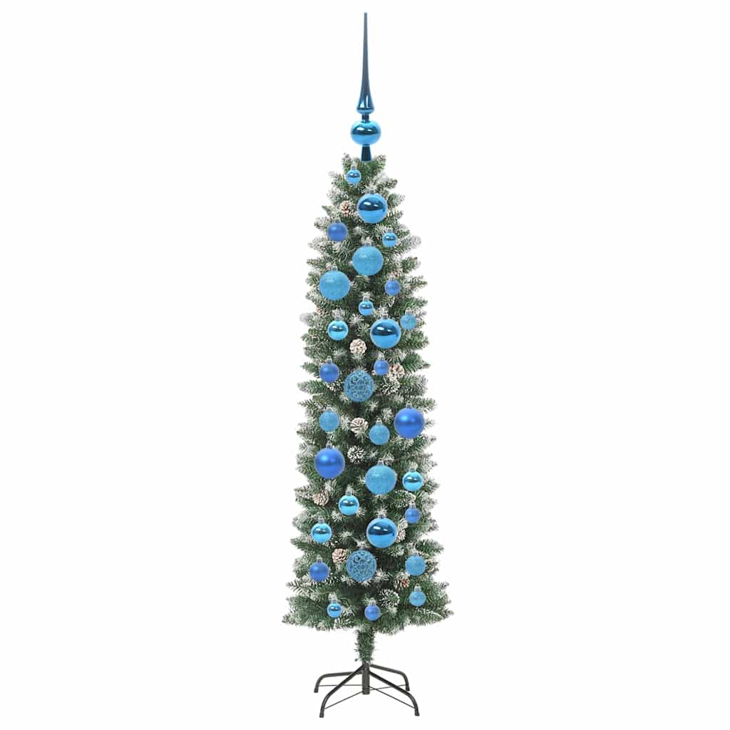 Kunstigt slankt juletræ Grøn og Hvid 120 cm