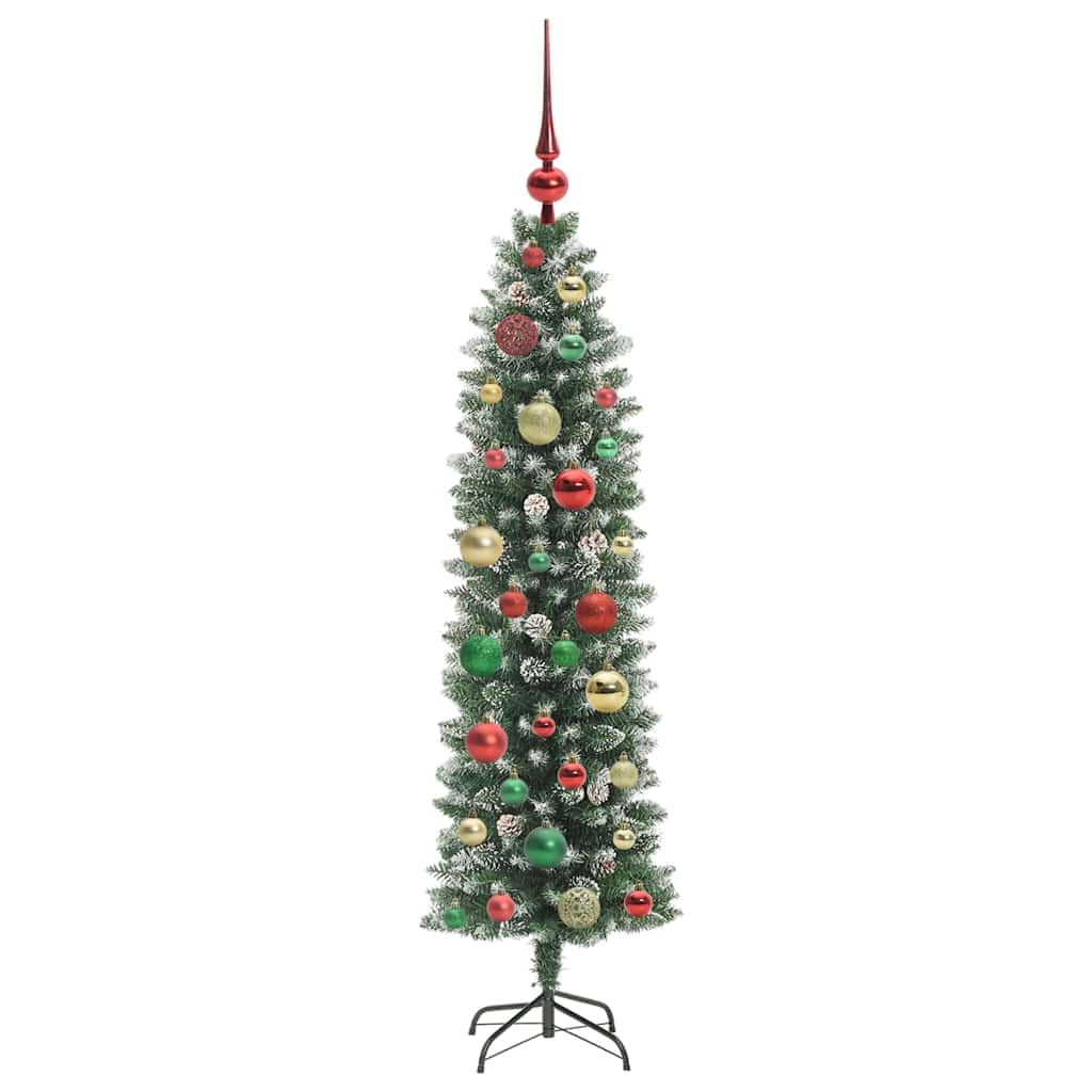 Kunstigt slankt juletræ Grøn og Hvid 120 cm