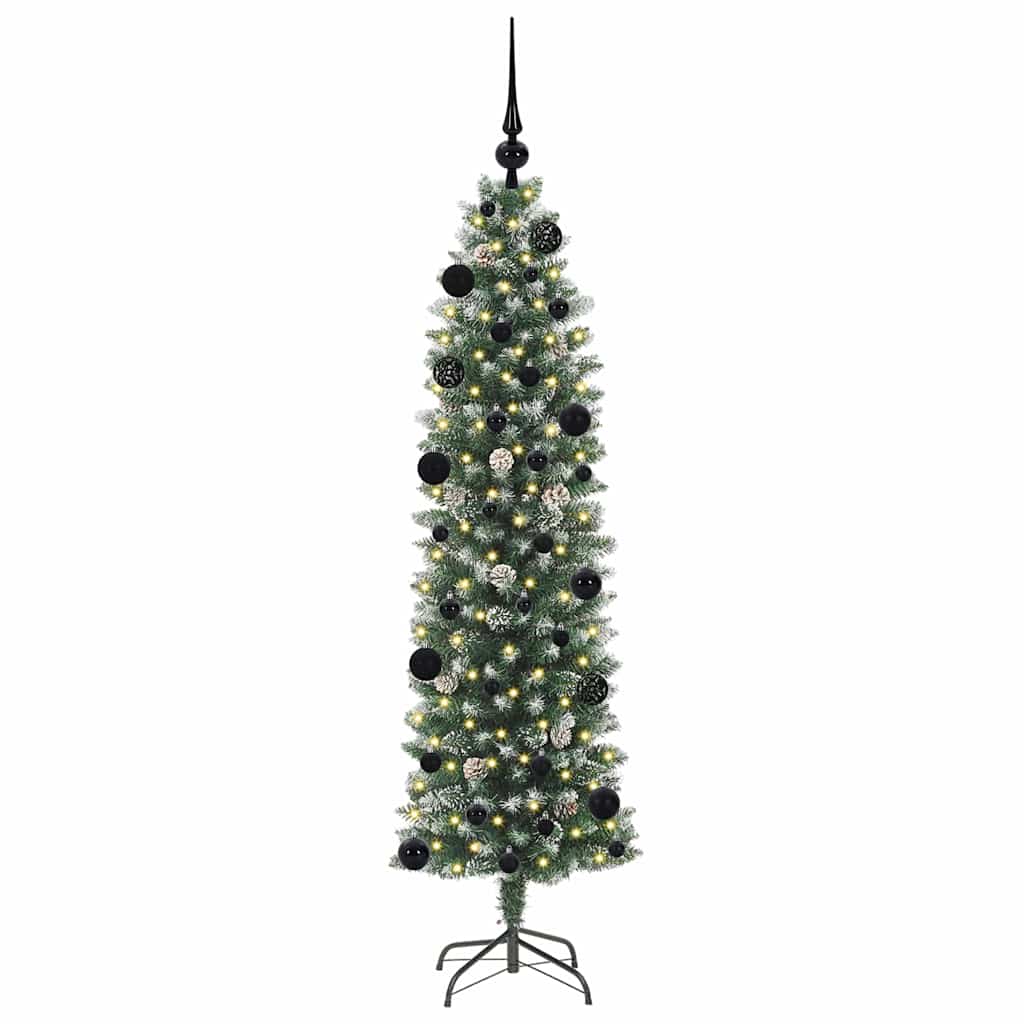 Kunstigt slankt juletræ Grøn og Hvid 150 cm