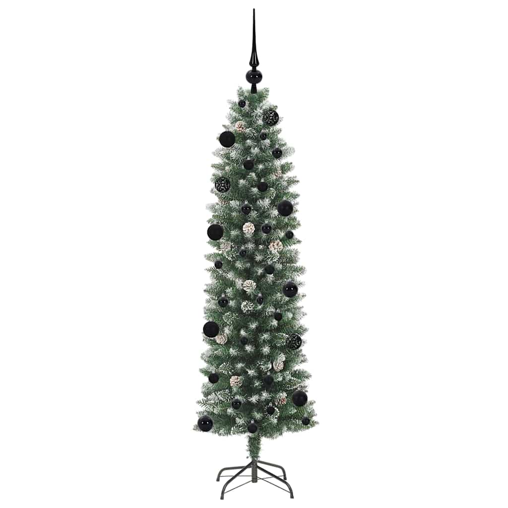 Kunstigt slankt juletræ Grøn og Hvid 150 cm