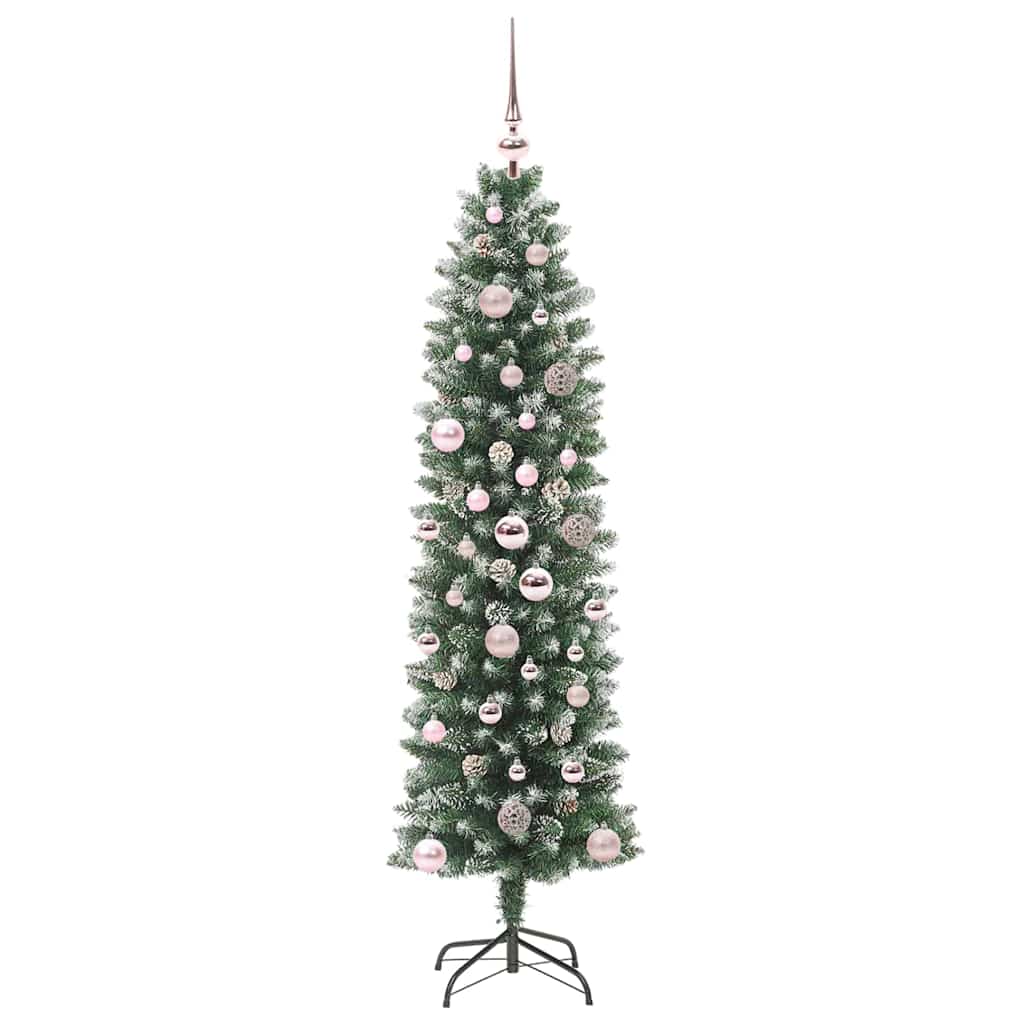 Kunstigt slankt juletræ Grøn og Hvid 150 cm