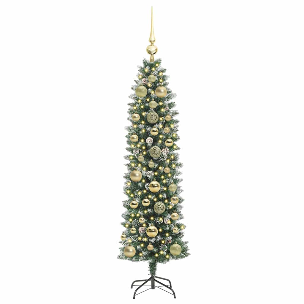 Kunstigt slankt juletræ Grøn og Hvid 150 cm