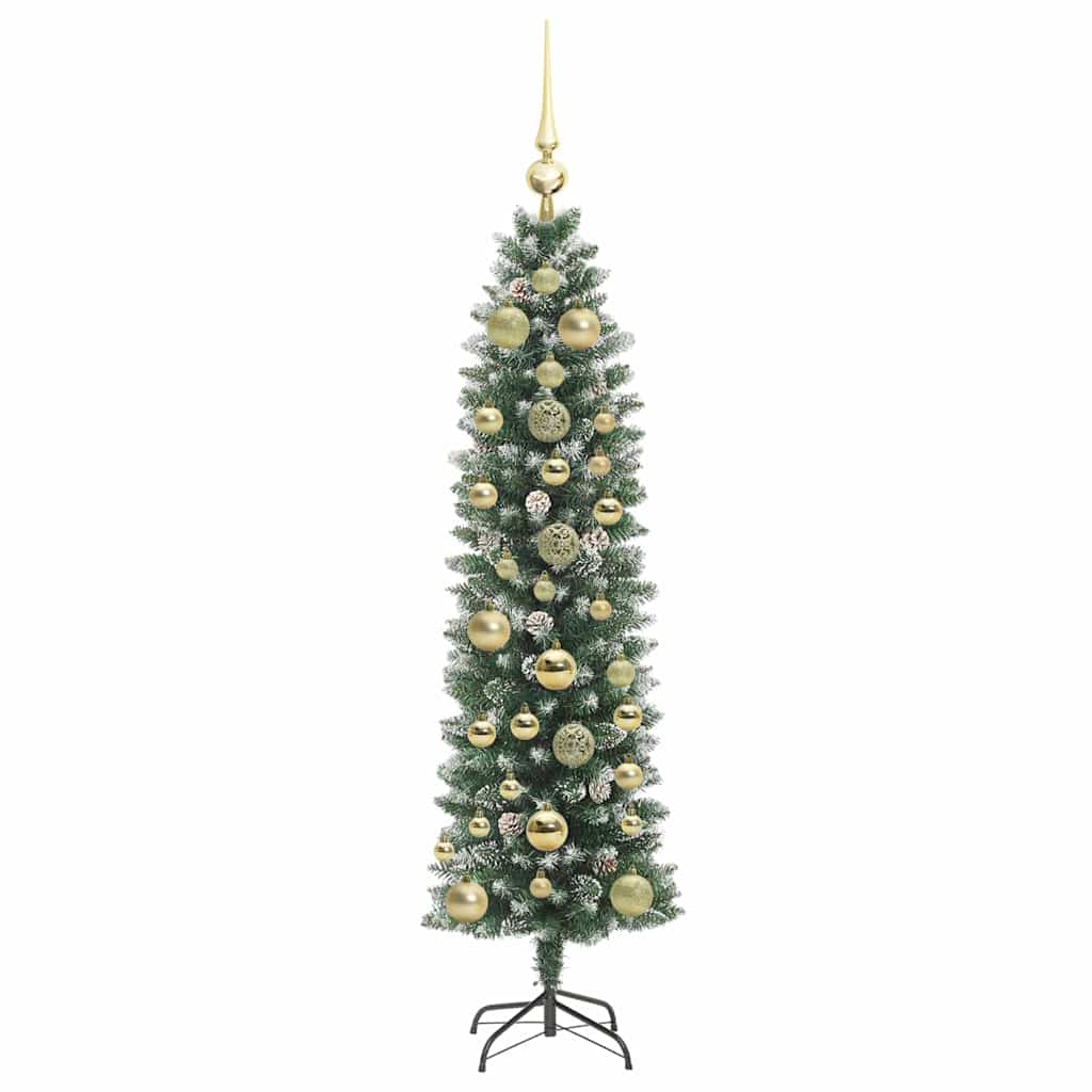 Kunstigt slankt juletræ Grøn og Hvid 150 cm