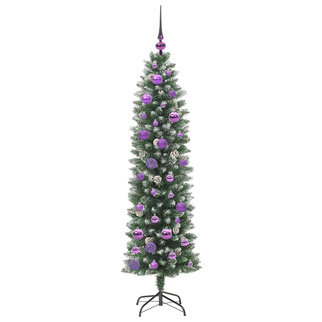 Kunstigt slankt juletræ Grøn og Hvid 150 cm
