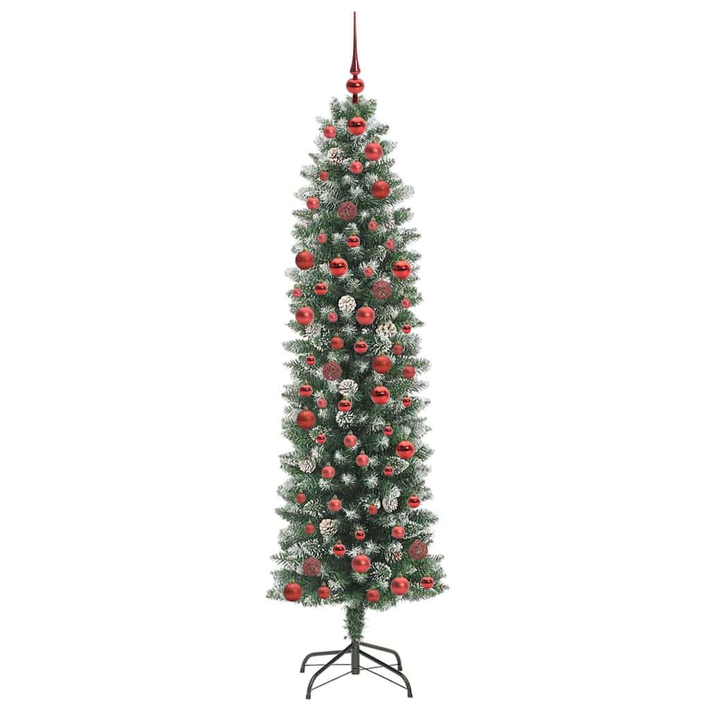 Kunstigt slankt juletræ Grøn og Hvid 180 cm