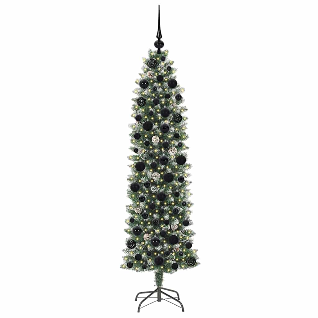 Kunstigt slankt juletræ Grøn og Hvid 180 cm