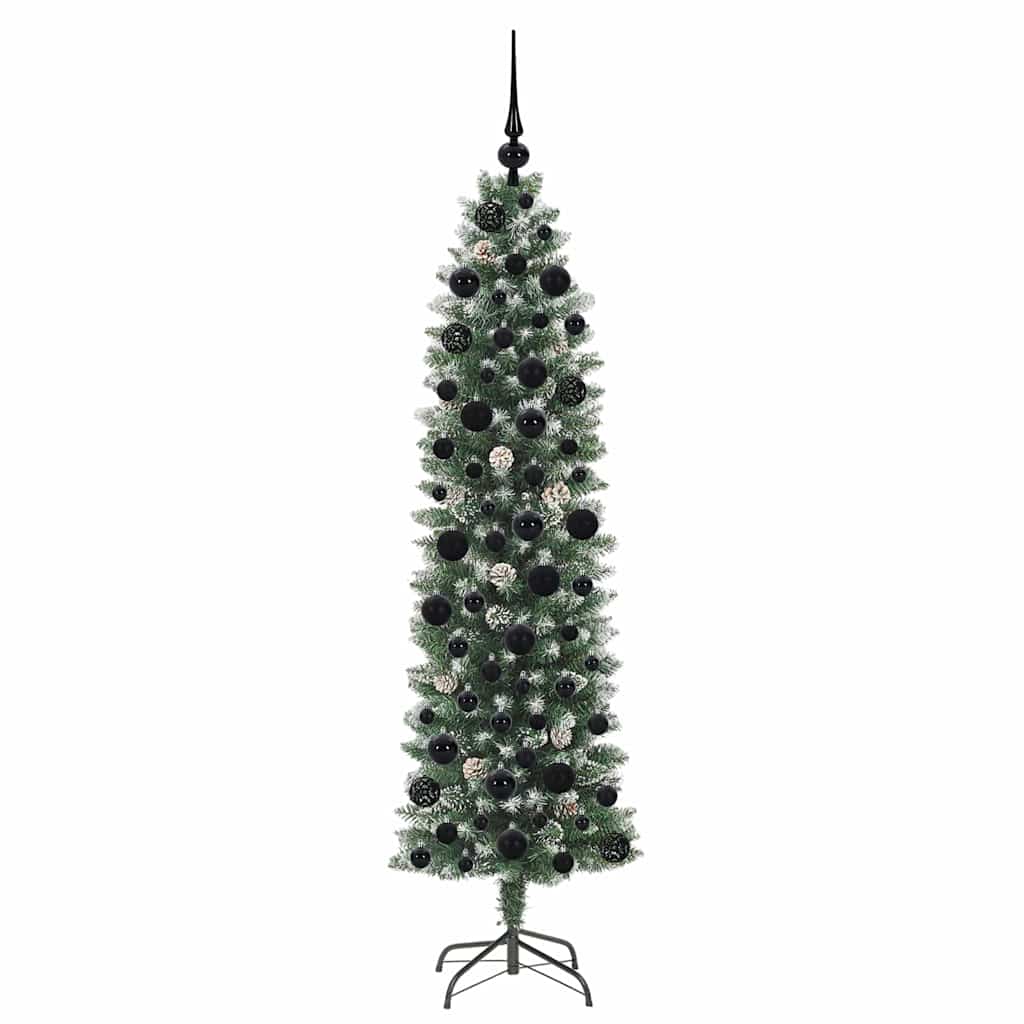 Kunstigt slankt juletræ Grøn og Hvid 180 cm