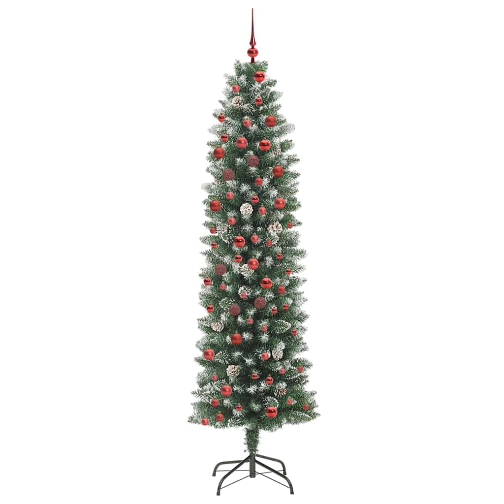 Kunstigt slankt juletræ Grøn og Hvid 210 cm