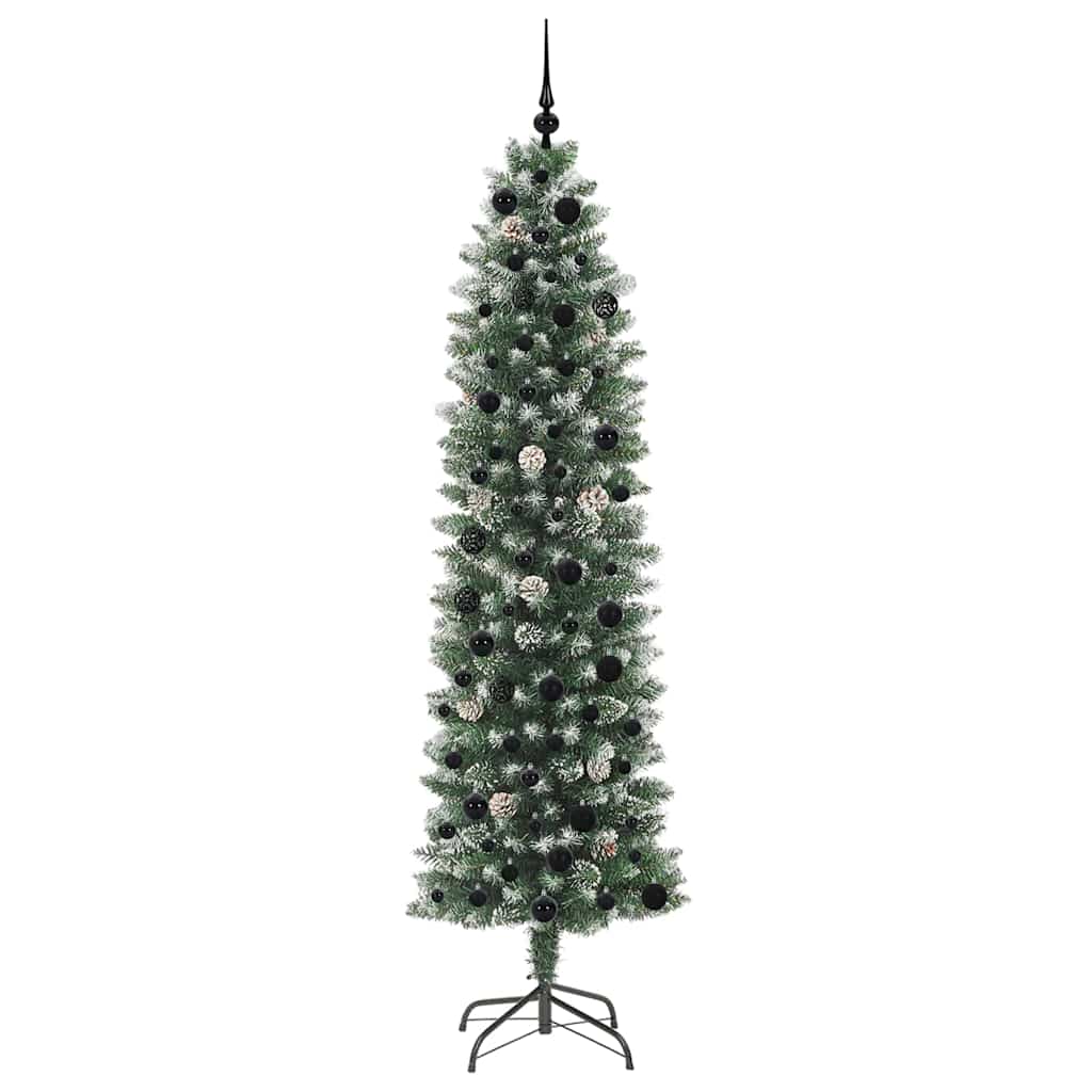 Kunstigt slankt juletræ Grøn og Hvid 210 cm