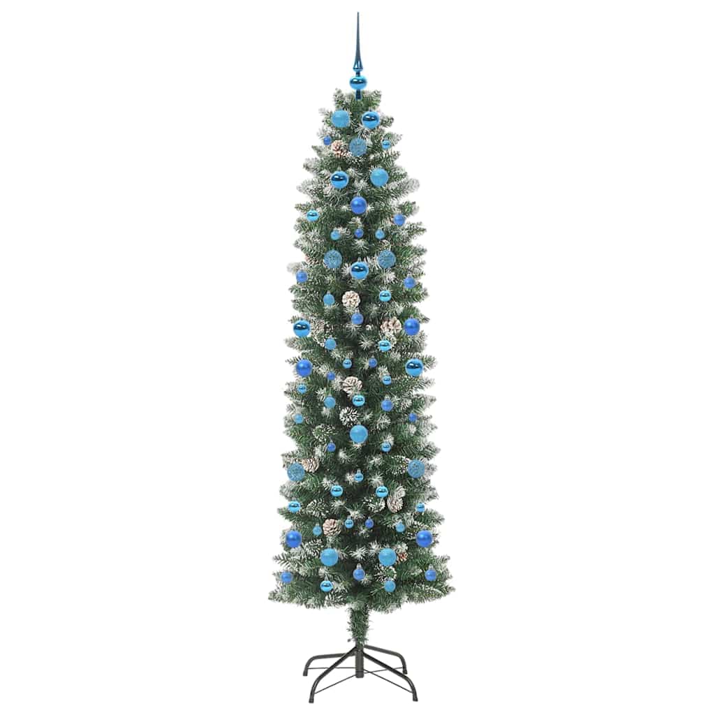 Kunstigt slankt juletræ Grøn og Hvid 210 cm
