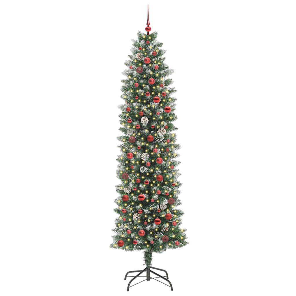 Kunstigt slankt juletræ Grøn og Hvid 240 cm