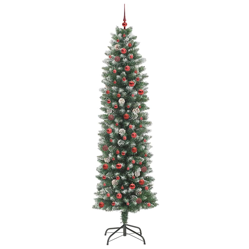 Kunstigt slankt juletræ Grøn og Hvid 240 cm