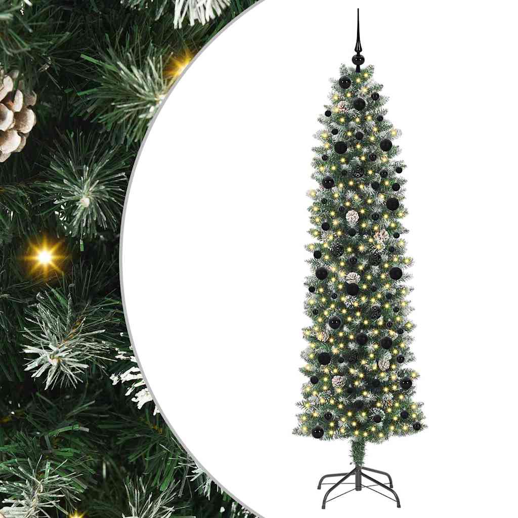 Kunstigt slankt juletræ Grøn og Hvid 240 cm