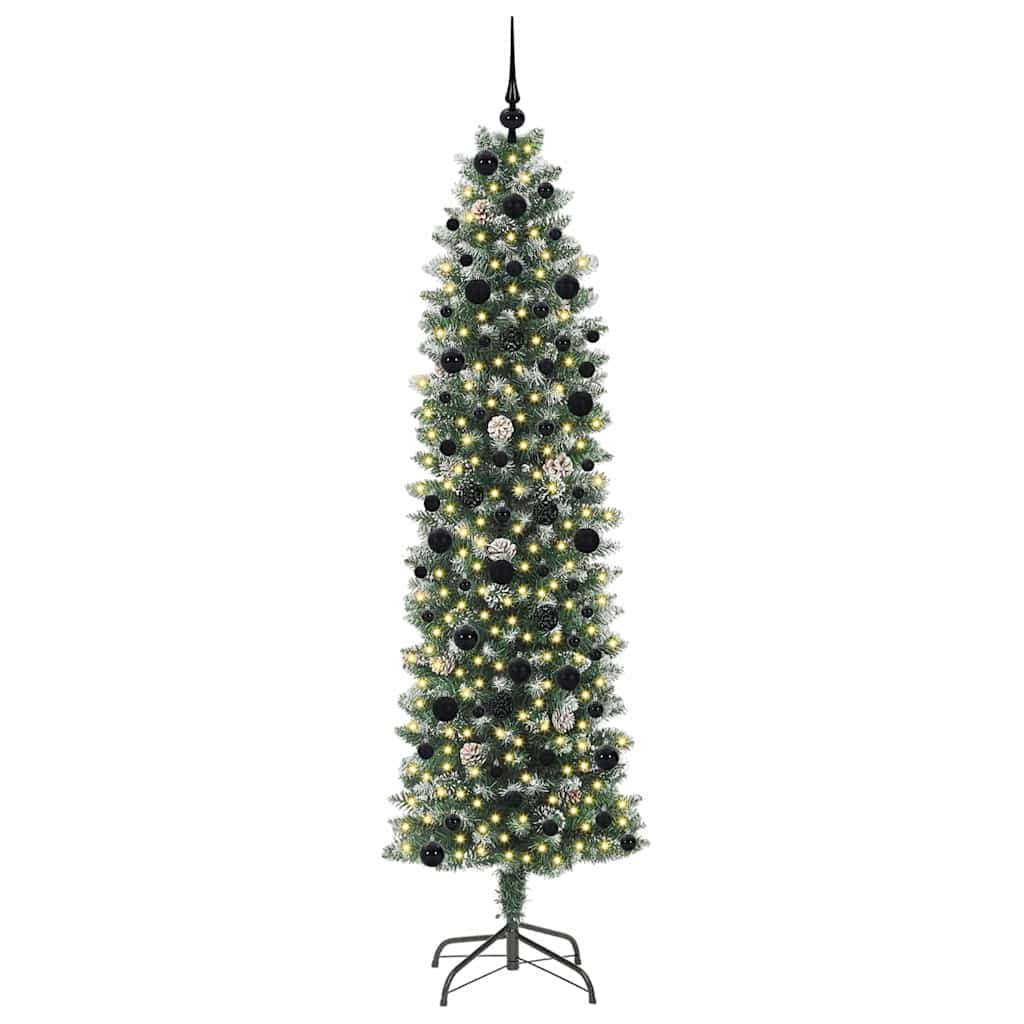 Kunstigt slankt juletræ Grøn og Hvid 240 cm