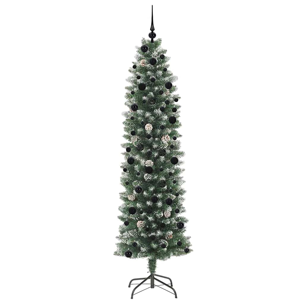 Kunstigt slankt juletræ Grøn og Hvid 240 cm