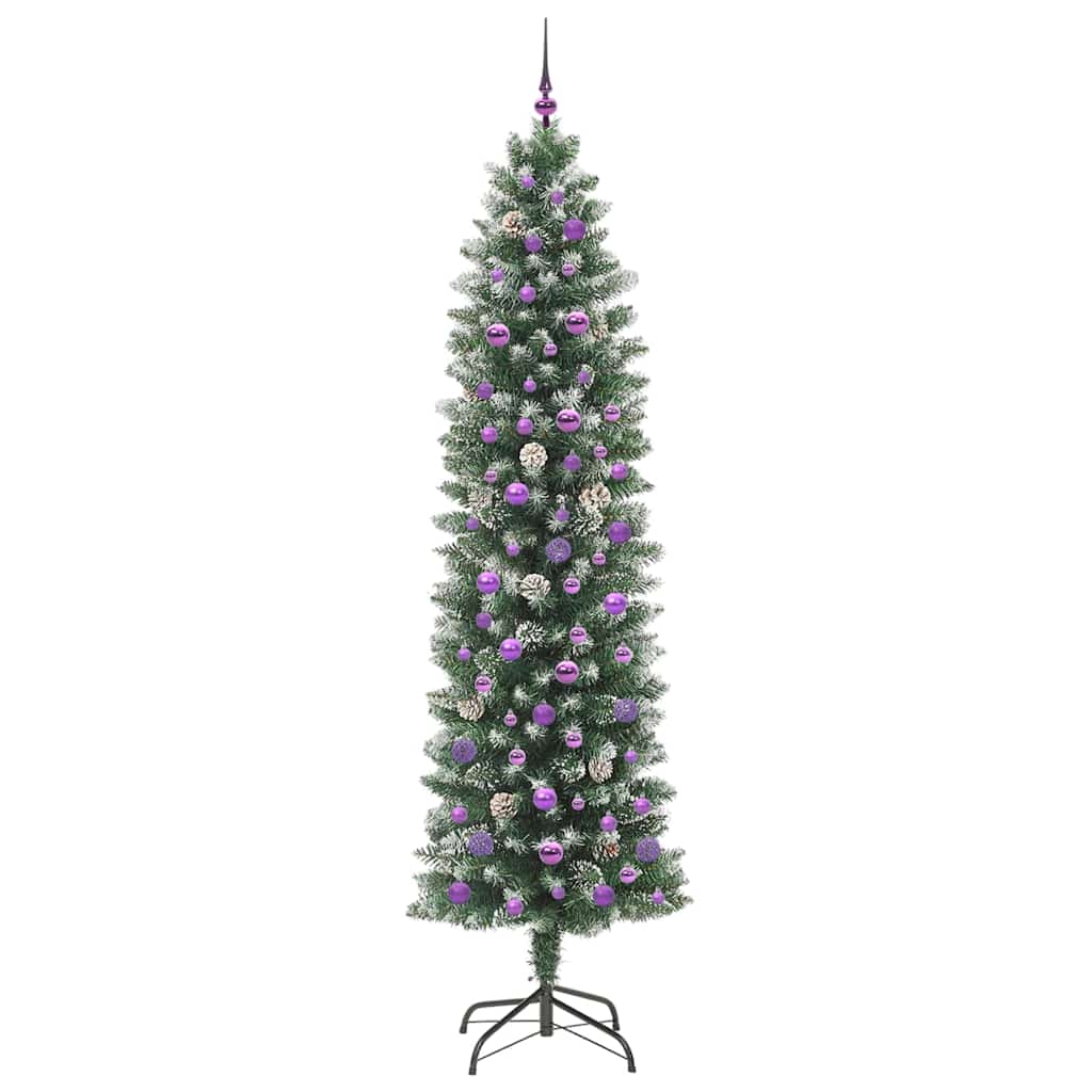 Kunstigt slankt juletræ Grøn og Hvid 240 cm