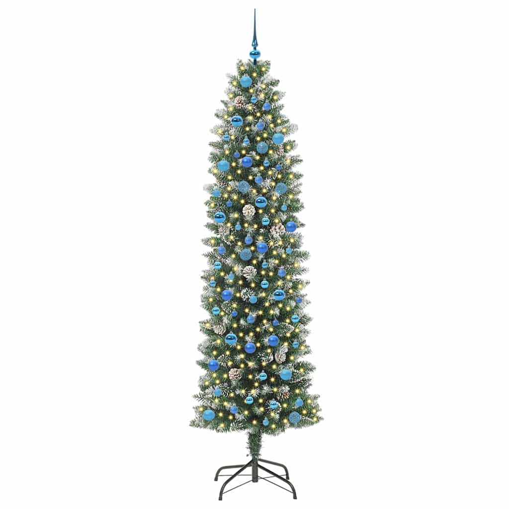 Kunstigt slankt juletræ Grøn og Hvid 240 cm