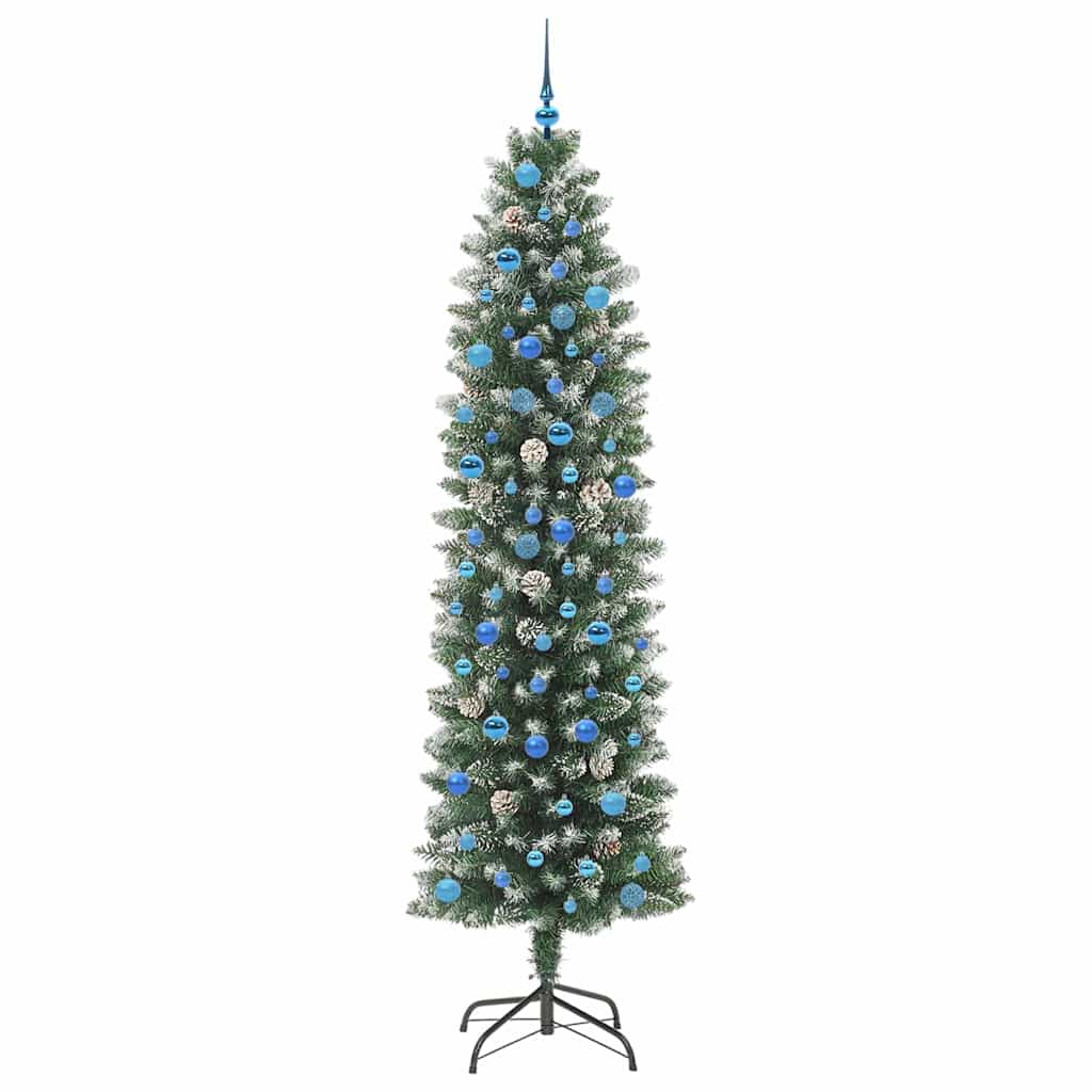 Kunstigt slankt juletræ Grøn og Hvid 240 cm