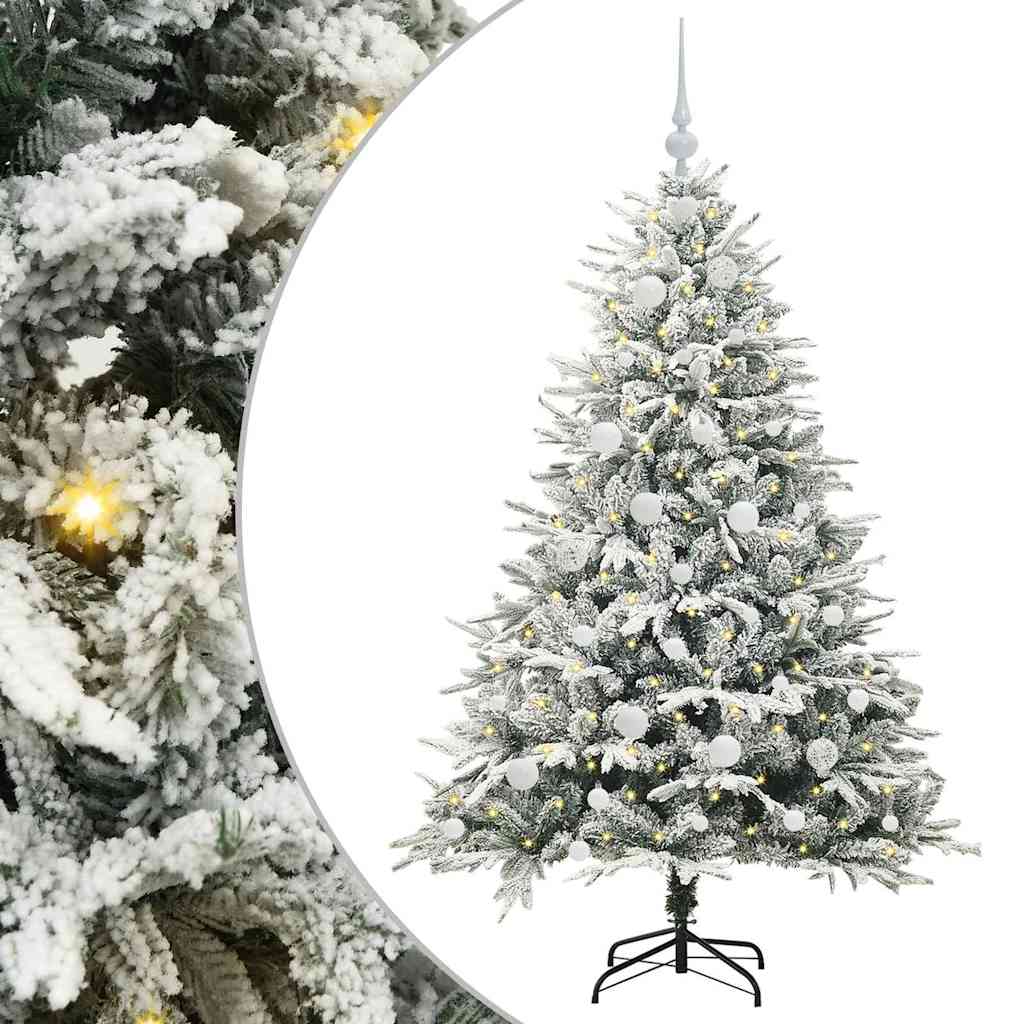 Kunstigt præ-dekoreret juletræ med kuglesæt Grøn 150 cm
