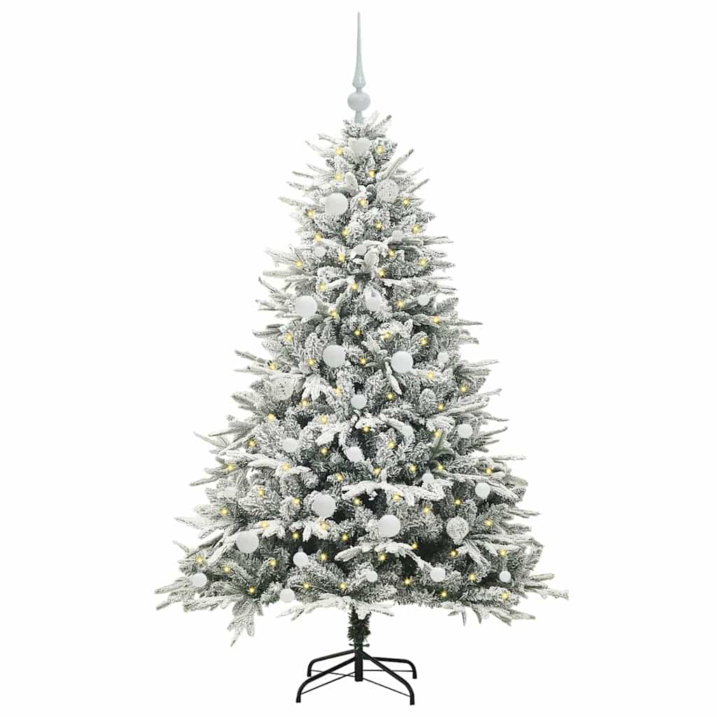 Kunstigt præ-dekoreret juletræ med kuglesæt Grøn 150 cm