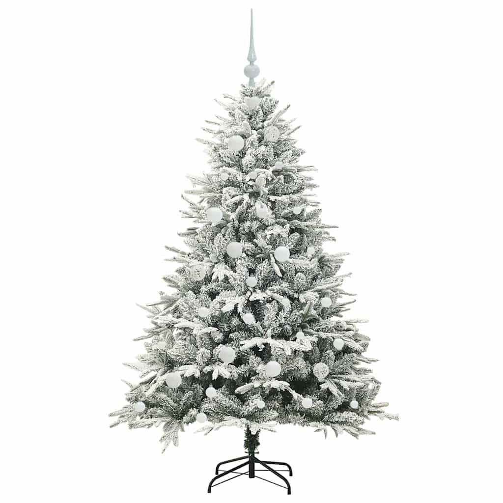 Kunstigt præ-dekoreret juletræ med kuglesæt Grøn 150 cm