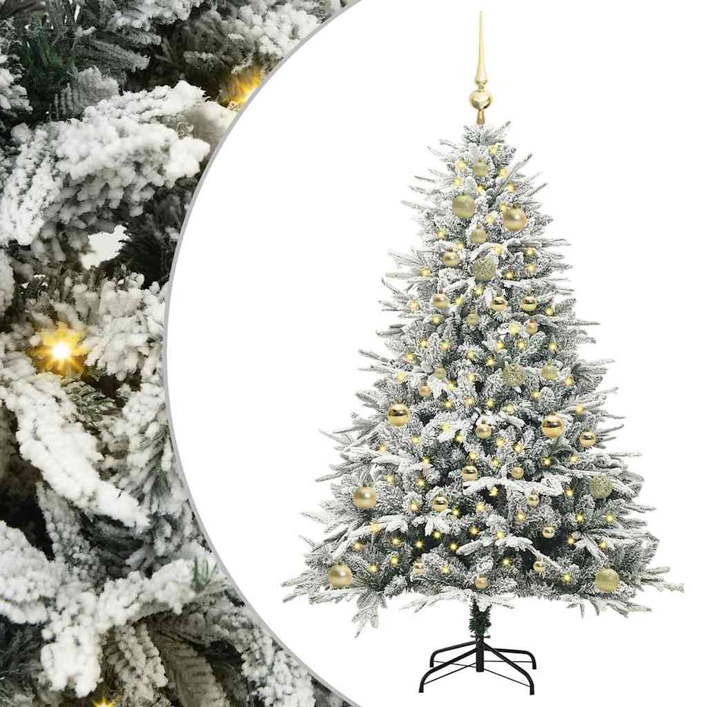 Kunstigt præ-dekoreret juletræ med kuglesæt Grøn 150 cm