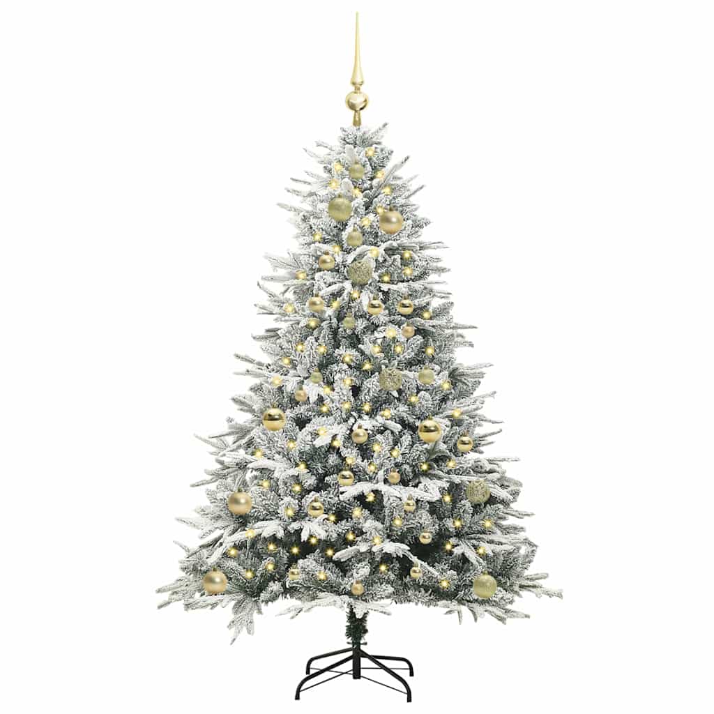 Kunstigt præ-dekoreret juletræ med kuglesæt Grøn 150 cm