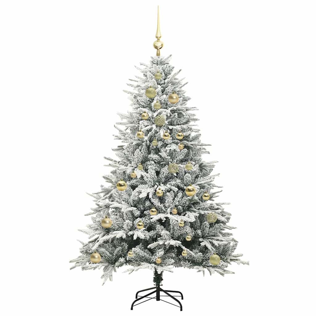 Kunstigt præ-dekoreret juletræ med kuglesæt Grøn 150 cm