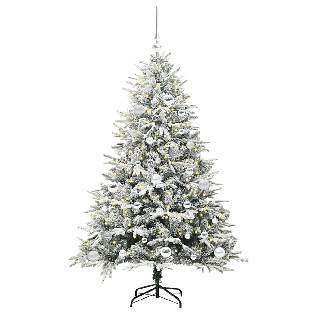 Kunstigt præ-dekoreret juletræ med kuglesæt Grøn 150 cm