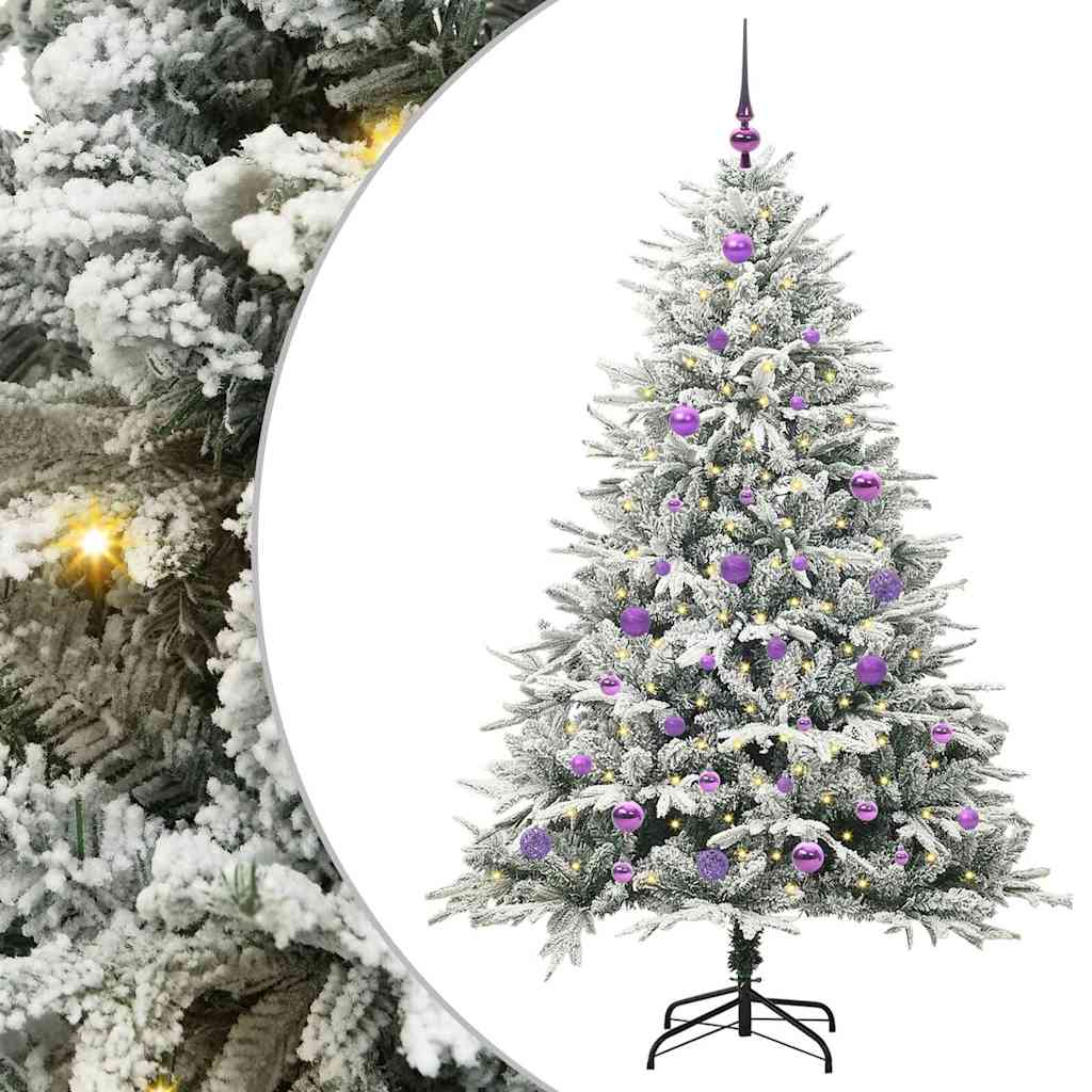Kunstigt præ-dekoreret juletræ med kuglesæt Grøn 150 cm