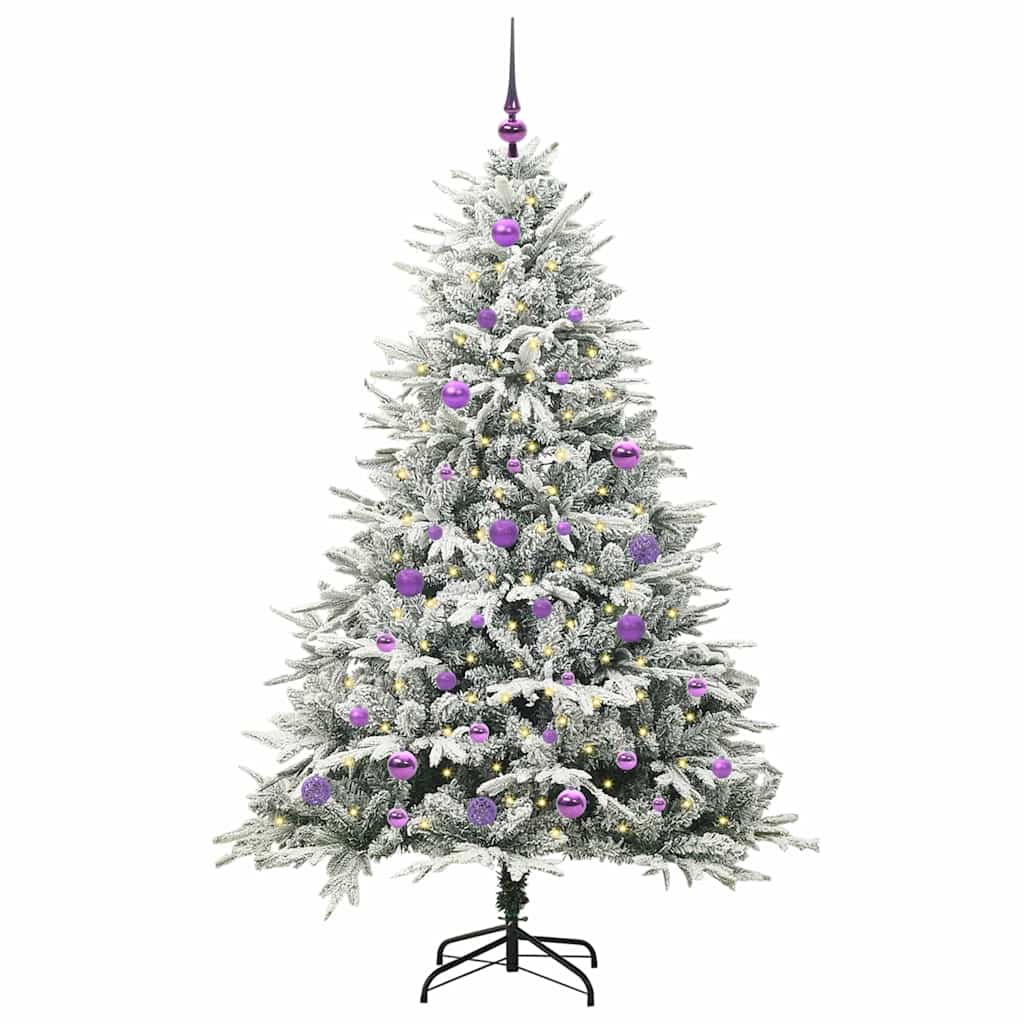 Kunstigt præ-dekoreret juletræ med kuglesæt Grøn 150 cm