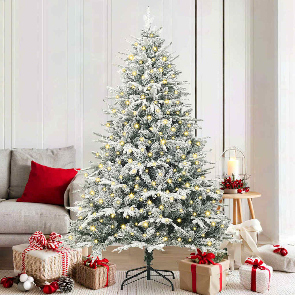 Kunstigt forudbelyst juletræ Grøn 180 cm PVC og PE