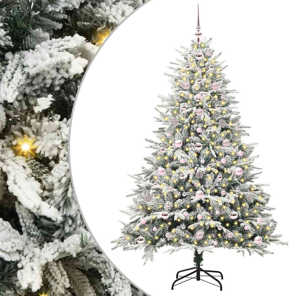 Kunstigt præ-dekoreret juletræ med kuglesæt Grøn 180 cm