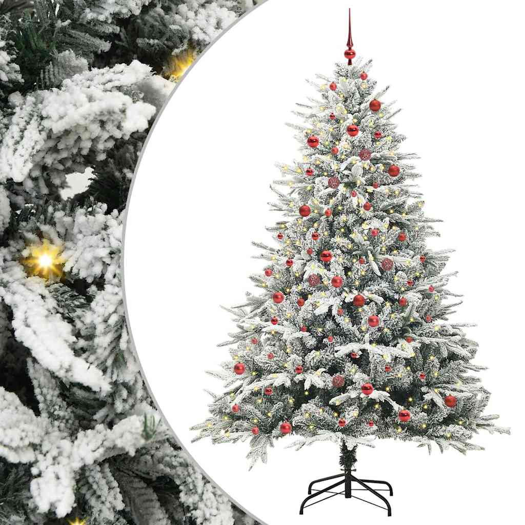 Kunstigt præ-dekoreret juletræ med kuglesæt Grøn 210 cm